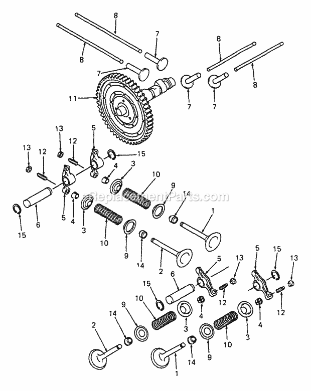Valves And Camshaft Diagram and Parts List for 2086 880001-899000 Cub Cadet Lawn Tractor